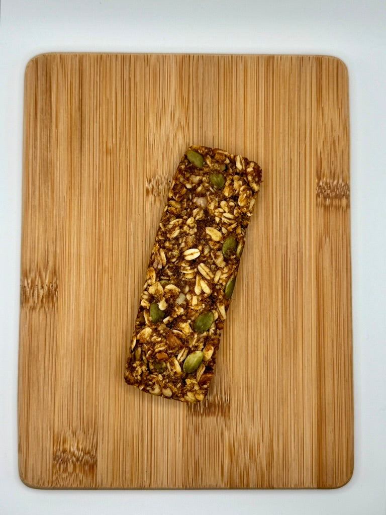Pumpkin Spice YAYA BAR on a wooden cutting board